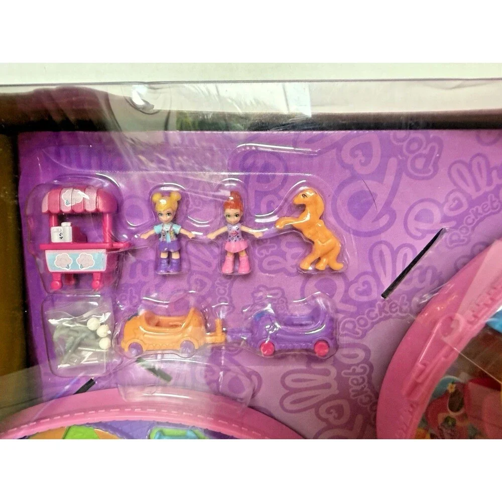 Polly Pocket 2-in-1 Theme Park Backpack Compact 2 Dolls Ice Cream Cart Toy New